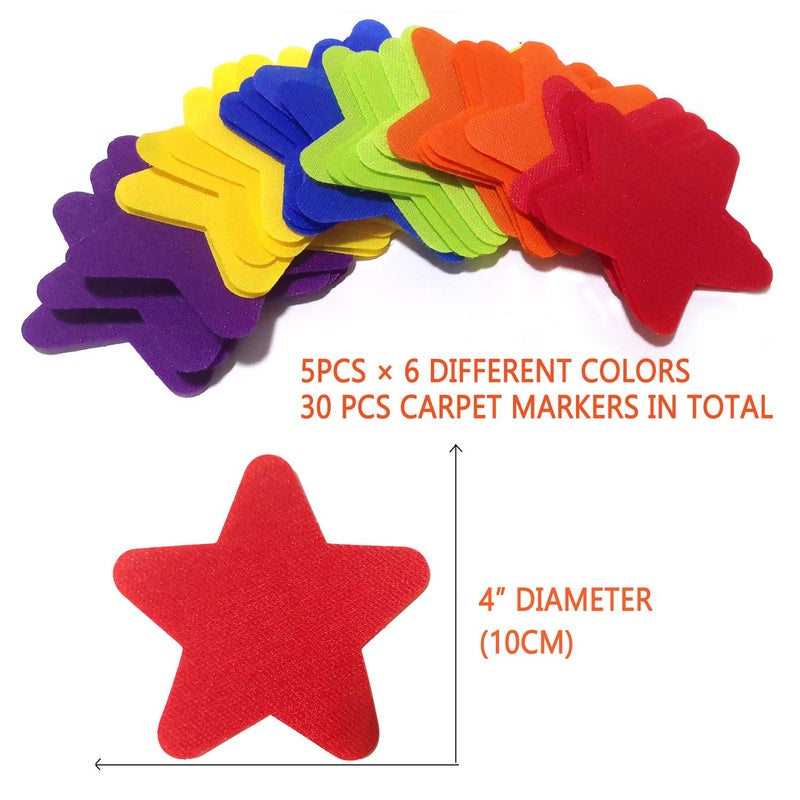 Unixing 30PCS Star Carpet Markers Floor Carpet Seat Position Spots Sit Markers, Star Sitting Carpet Dots for Office, Party Decor, Yoga Stations - Image 2